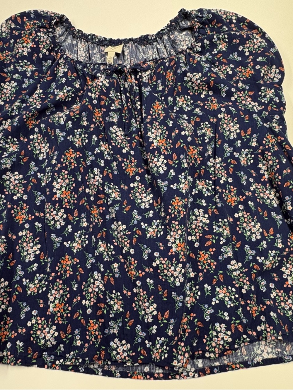 St. John's Bay Navy Blue Floral Top with Pink Accents